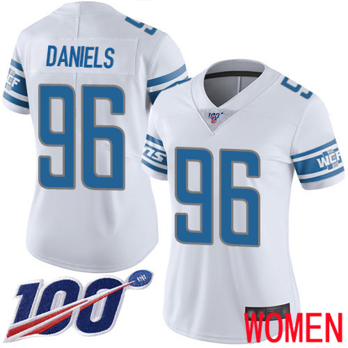 Detroit Lions Limited White Women Mike Daniels Road Jersey NFL Football 96 100th Season Vapor Untouchable